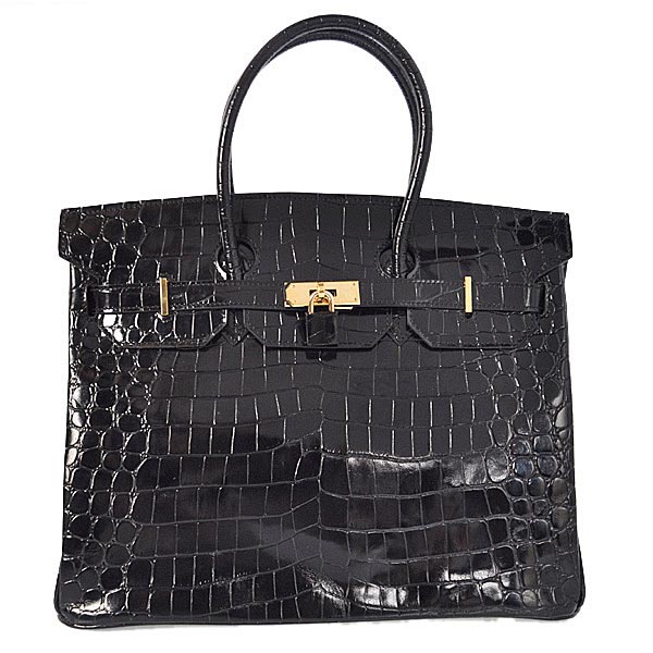 H35HLCBG Hermes Birkin 35CM luce alta in pelle di coccodrillo in Blac